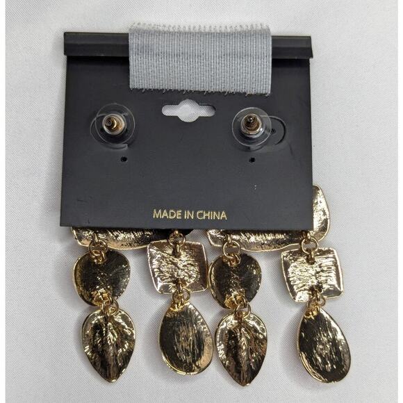 nOir Gemstone Earrings Vibrant Colors On Gold Tone Dangles - Picture 4 of 6